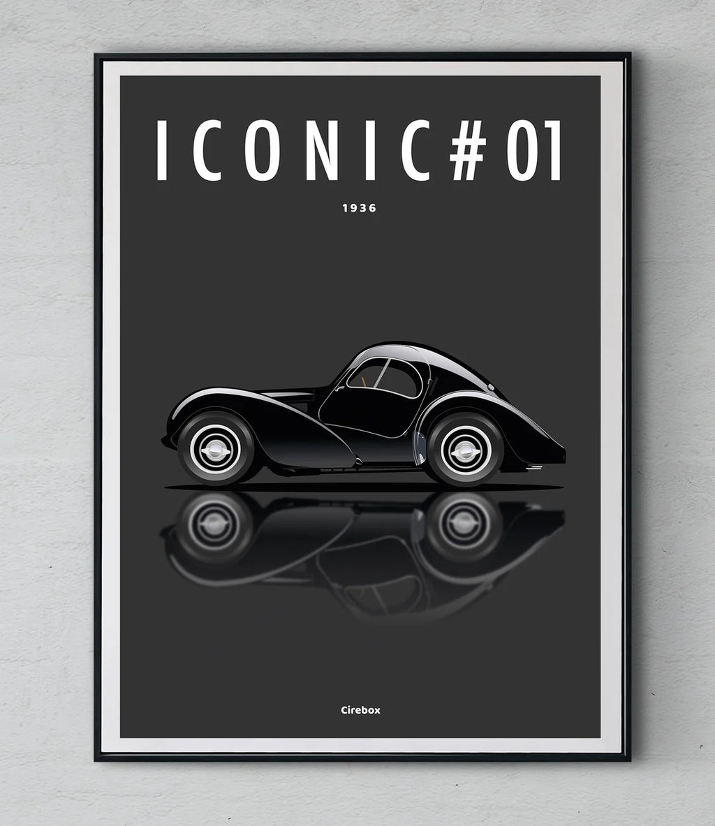 Affiche par Cirebox ICONIC BUGATTI Type 57 #01
