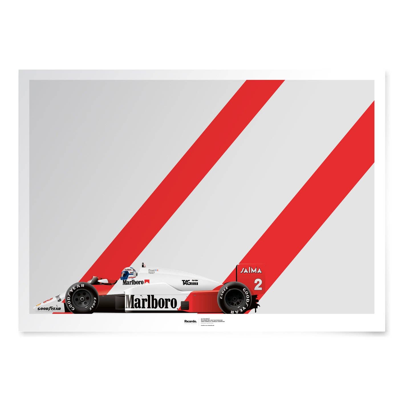 Affiche œuvre graphique Alain Prost, McLaren MP4 Champion du Monde de Formule 1 1985