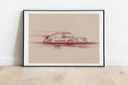 Illustration Porsche 911 d'Artiste Javier Peña Limitée 50 Ex Numérotée 30X40cm