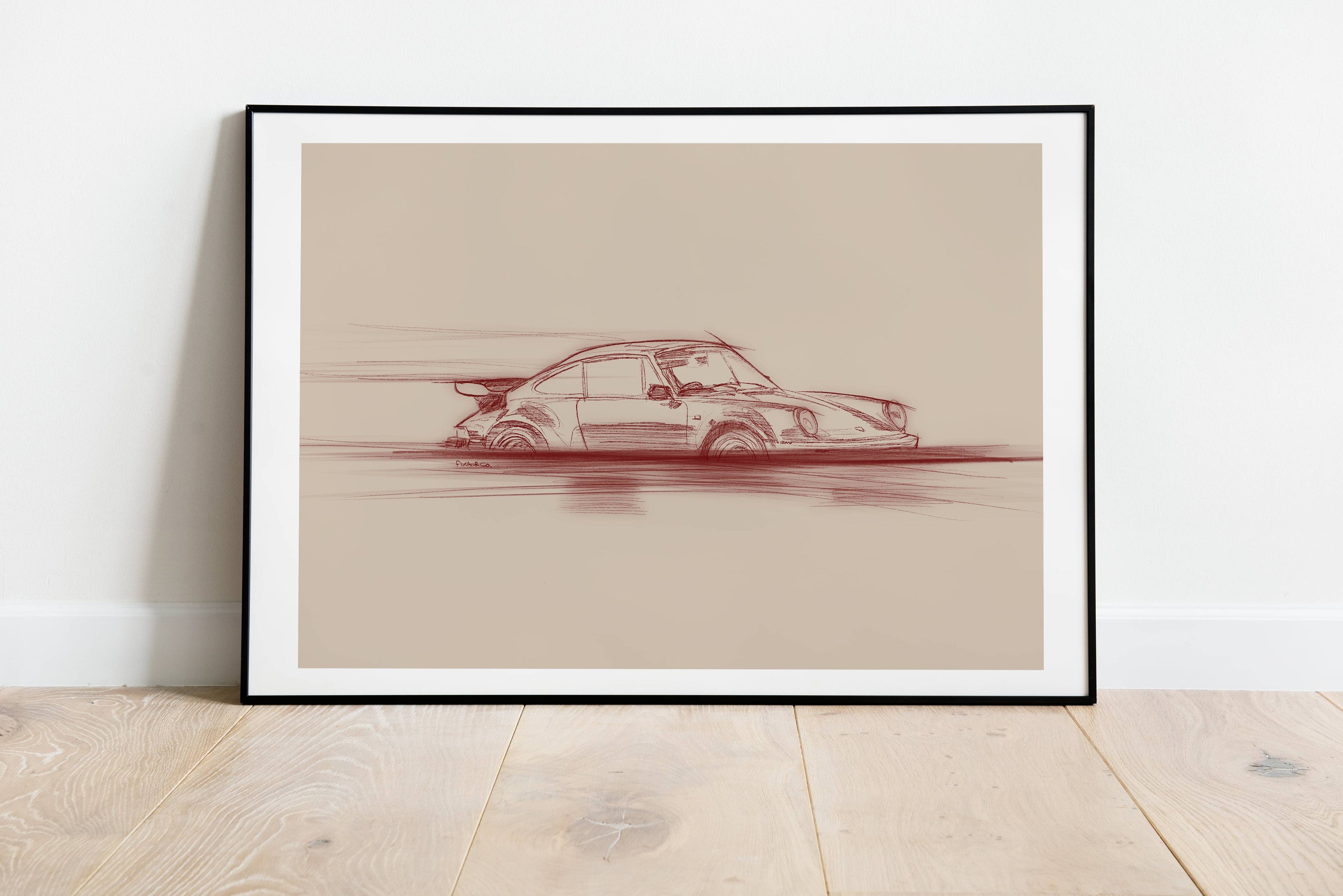 Illustration Porsche 911 d'Artiste Javier Peña Limitée 50 Ex Numérotée 30X40cm