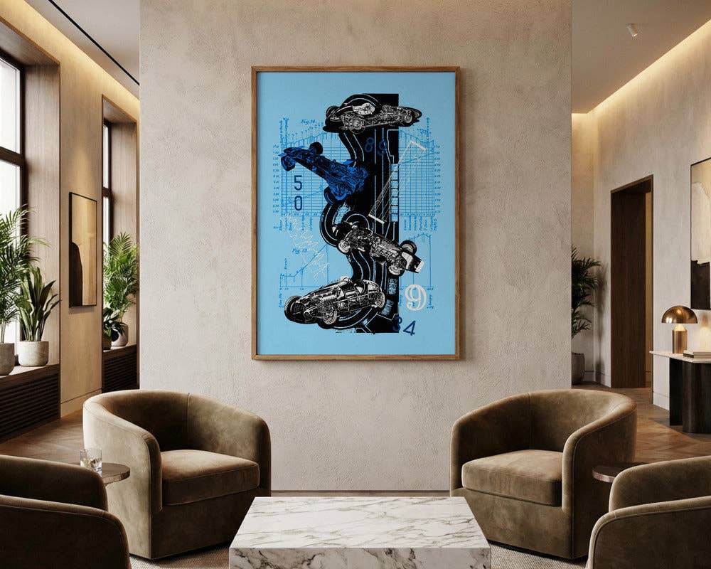 Affiche d'Artiste Pawel Pacholec Plan de course Vintage 50x70 cm