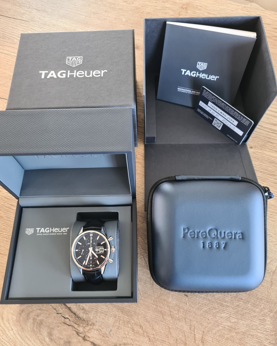 Montre Tag Heuer® Carrera. Calibre 16 Acier Bracelet Aligator Noir