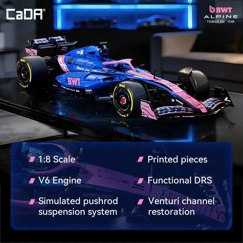 CaDA Kit de construction de voiture de Formule 1 Alpine A525 à l'échelle 1:8 2173 pièces C64012W