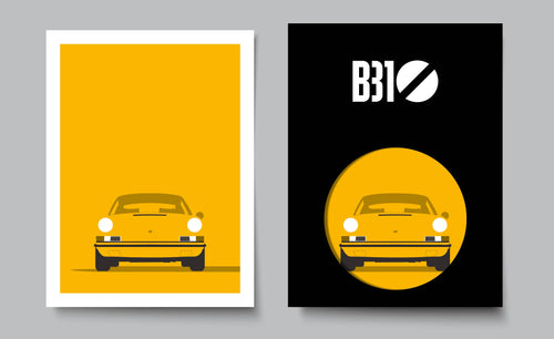 Affiche automobile Porsche au format 30x40 insérée dans un fourreau