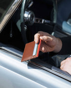 Porte-cartes en cuir upcyclé argile et rouge AR
