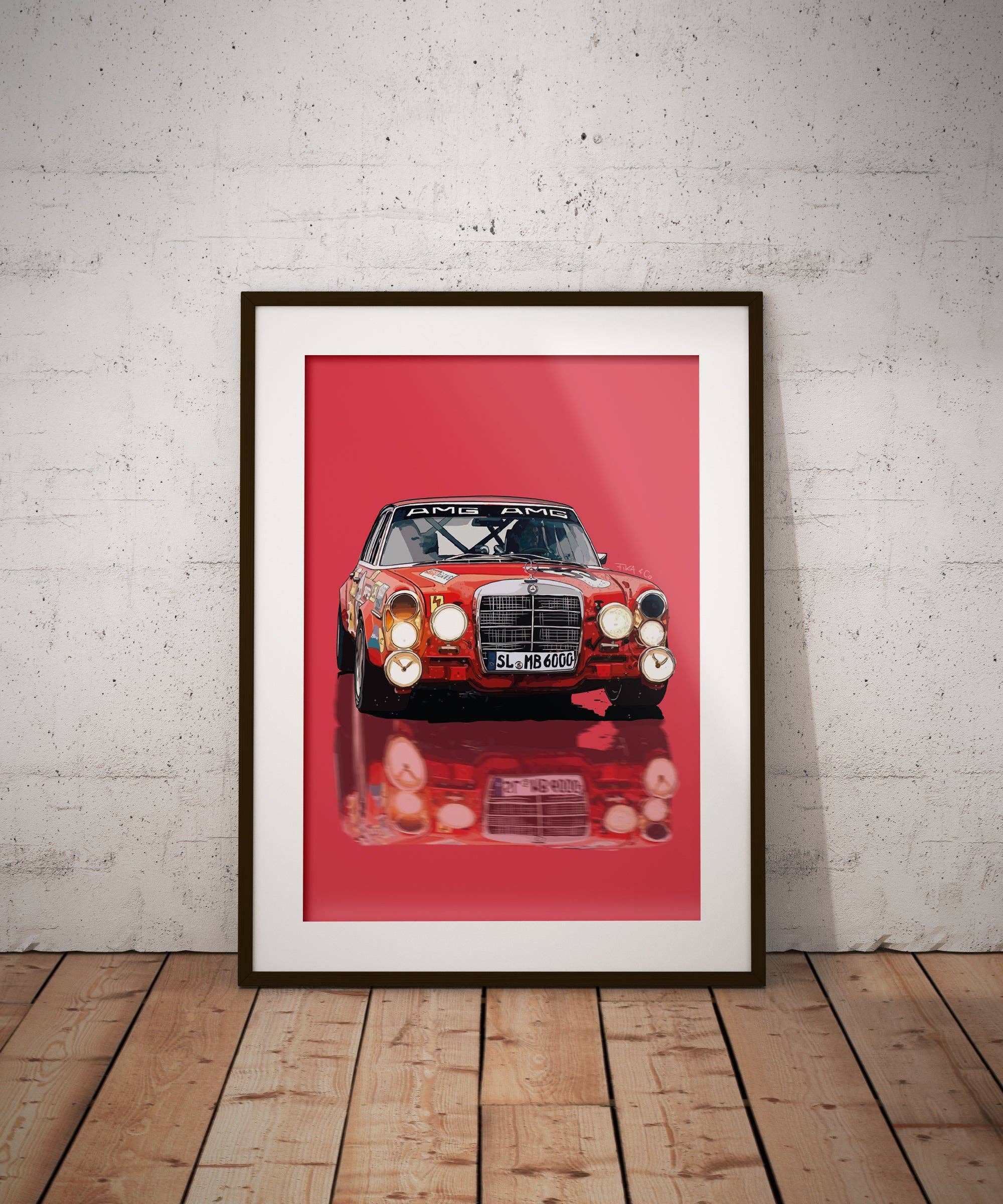 Illustration AMG 6.3 d'Artiste Javier Peña Limitée 50 Ex Numérotée 30X40cm AMG Rote Sau Art