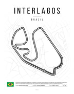Poster Interlagos – Brésil | Affiche Circuit F1 São Paulo Minimaliste A2