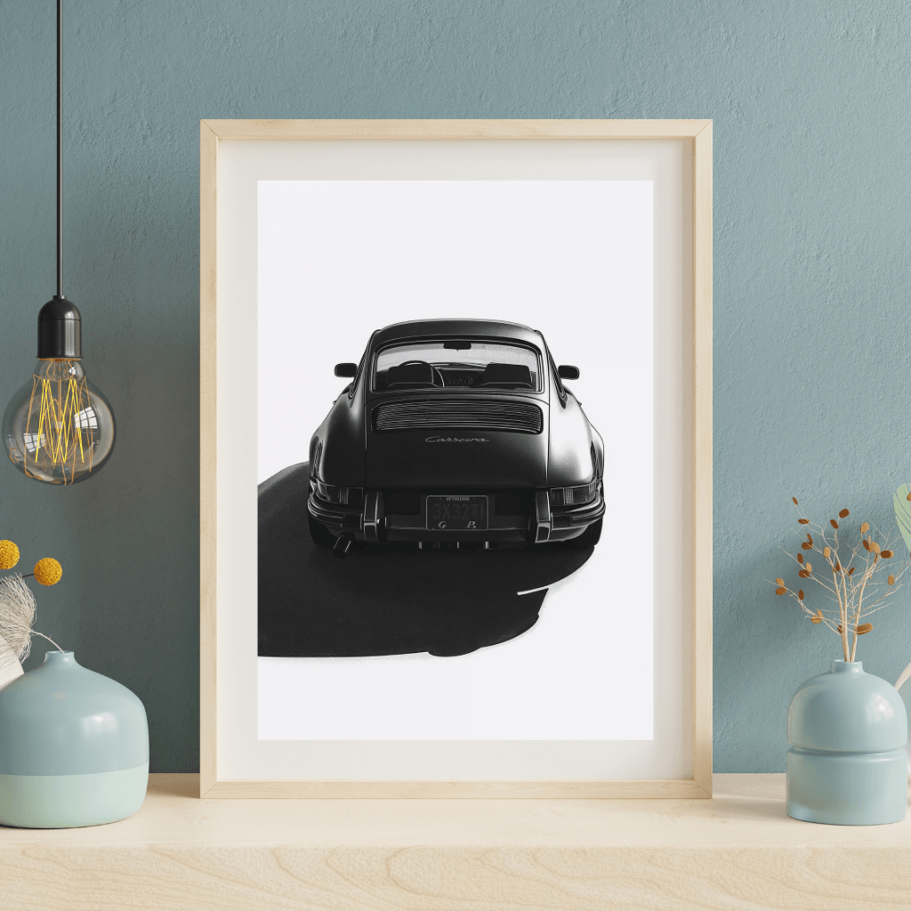 Porsche 911 modèle G vue arrière — tirage d'art — affiche au design minimaliste A4