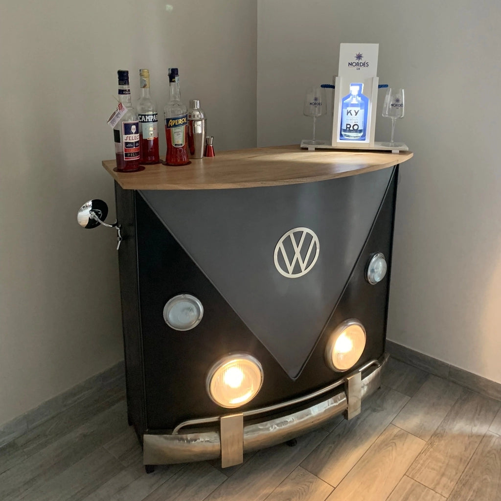 Bar mobile comptoir design Vw Noir&Gris variante Rouge&Blanc