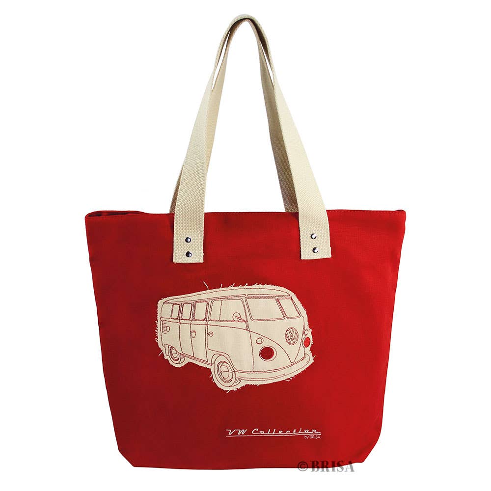 Sac cabas en toile VW T1 Bus - Rouge