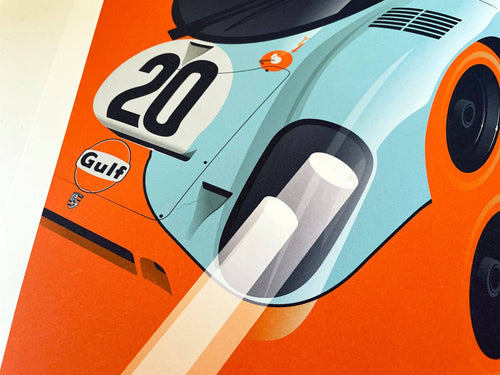 Affiche œuvre graphique numérotée Gulf Porsche 917, film « Le Mans », 1971
