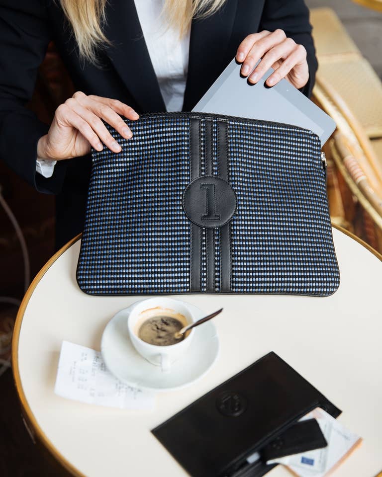 Housse ordinateur 13 pouces bleue, noire et grise