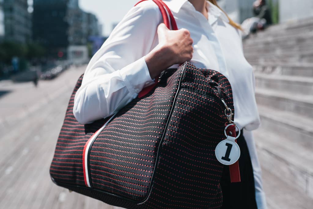 Sac cabine Giovana tissu noir et rouge femme