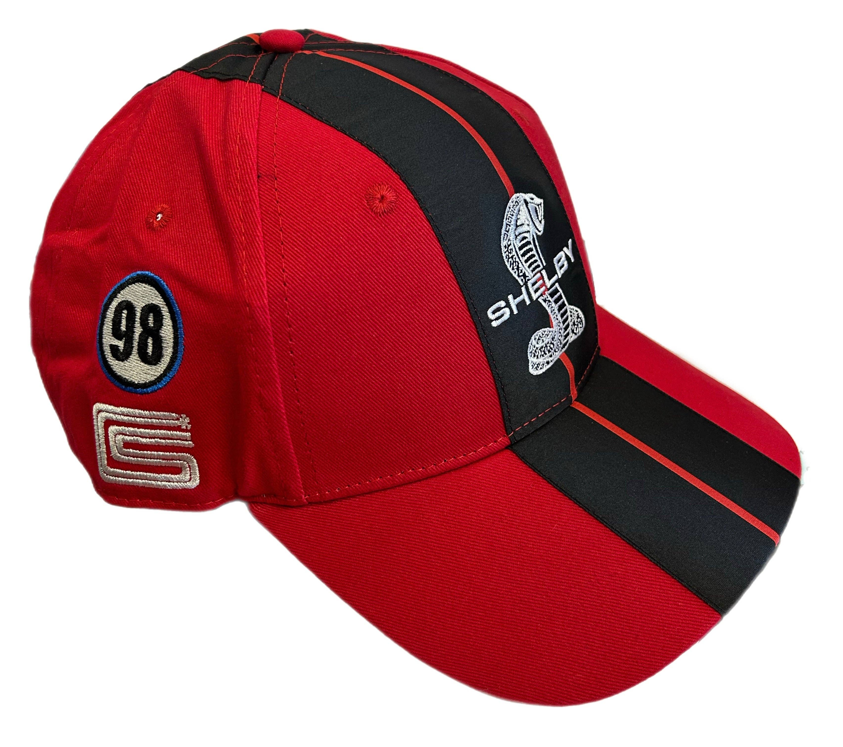 Casquette officielle Shelby Cobra rouge bandes noires