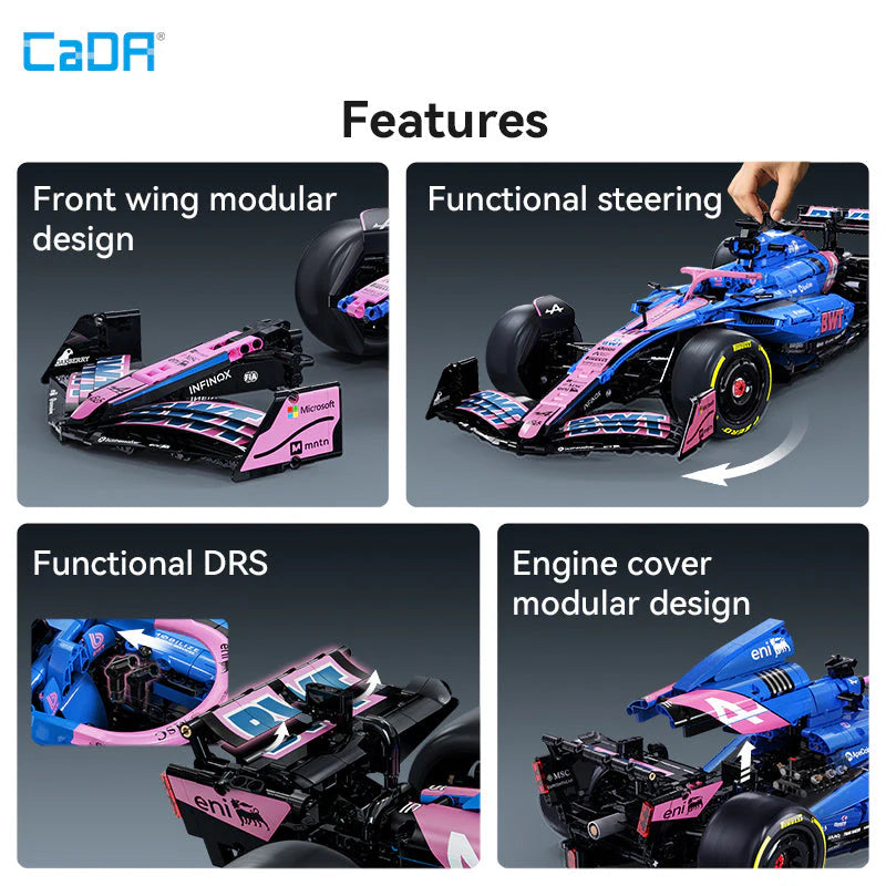 CaDA Kit de construction de voiture de Formule 1 Alpine A525 à l'échelle 1:8 2173 pièces C64012W