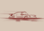 Illustration Porsche 911 d'Artiste Javier Peña Limitée 50 Ex Numérotée 30X40cm