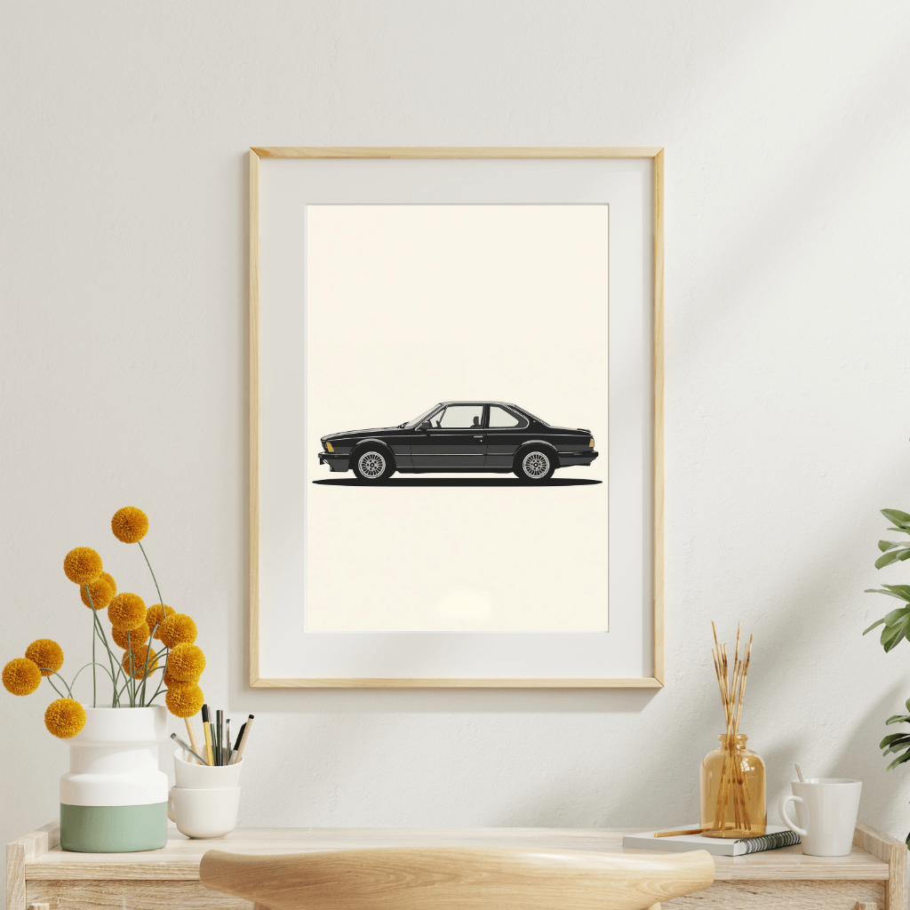 Silhouette BMW Série 6 E24 | Tirage Fine Art minimaliste A4