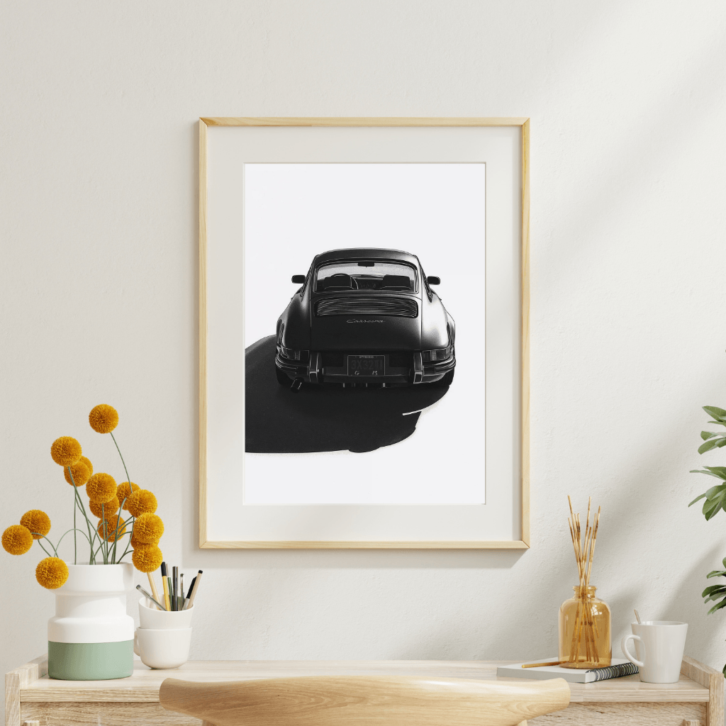 Porsche 911 modèle G vue arrière — tirage d'art — affiche au design minimaliste A4
