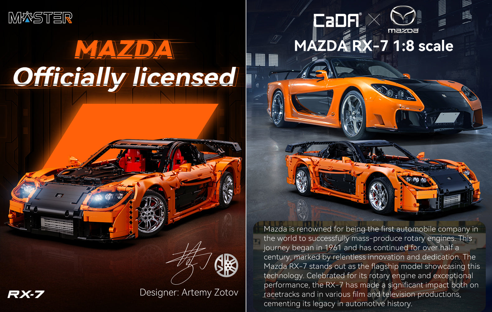 CaDA Master 1:8 Mazda RX-7 C61502W