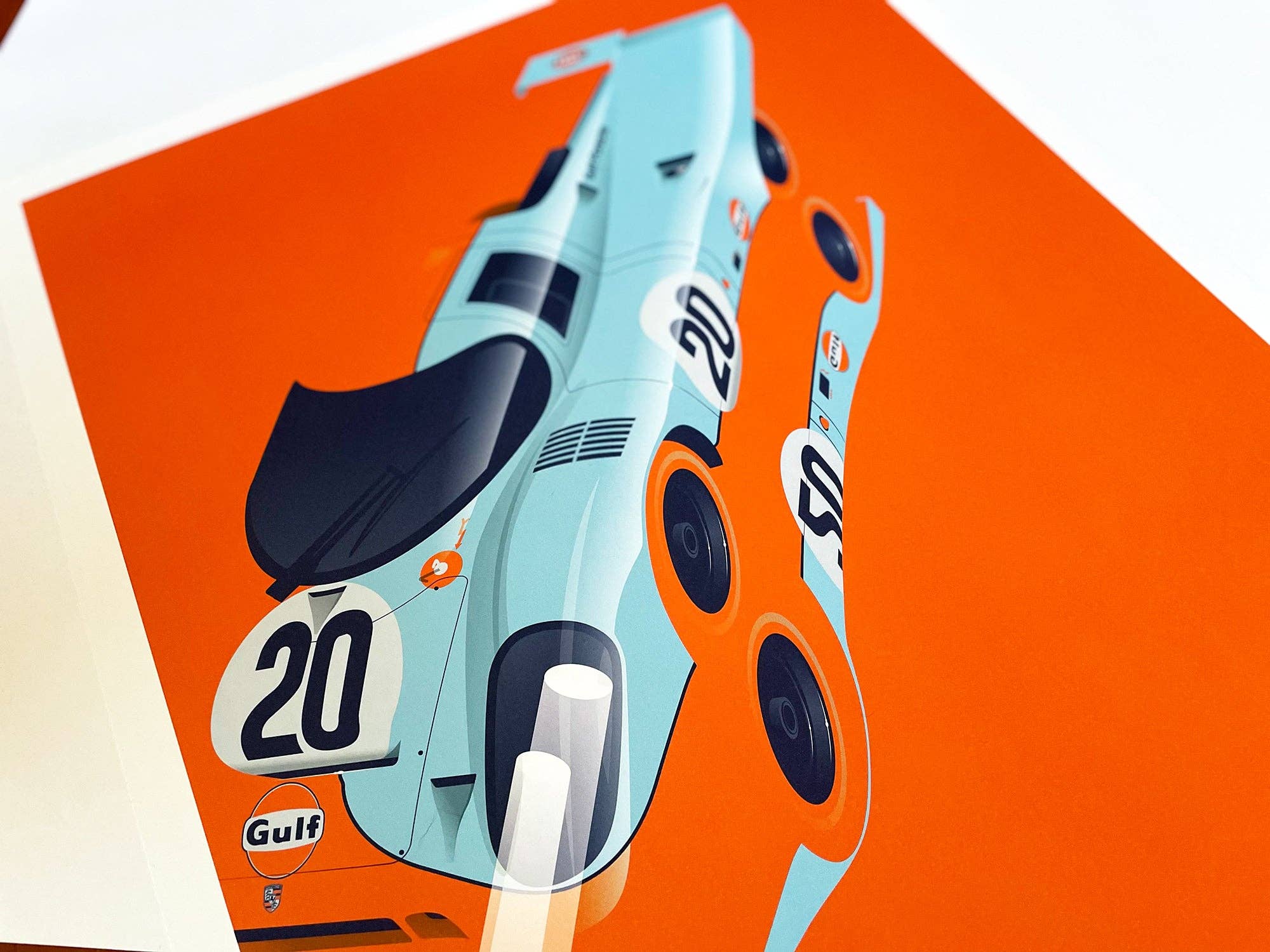Affiche œuvre graphique numérotée Gulf Porsche 917, film « Le Mans », 1971