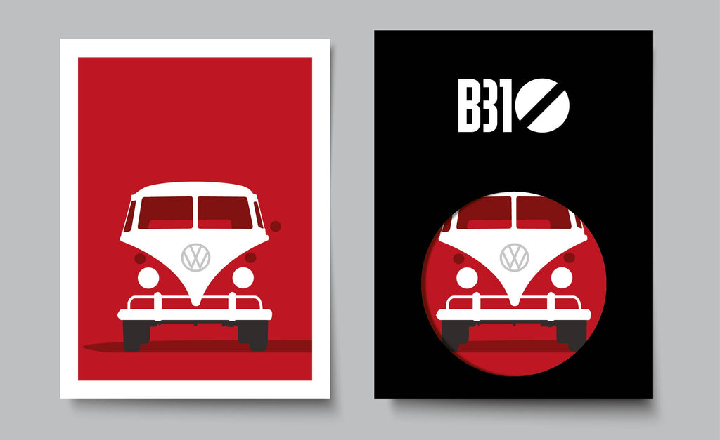 Affiche automobile Volkswagen au format 30x40 insérée dans un fourreau