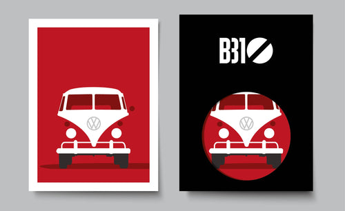 Affiche automobile Volkswagen au format 30x40 insérée dans un fourreau