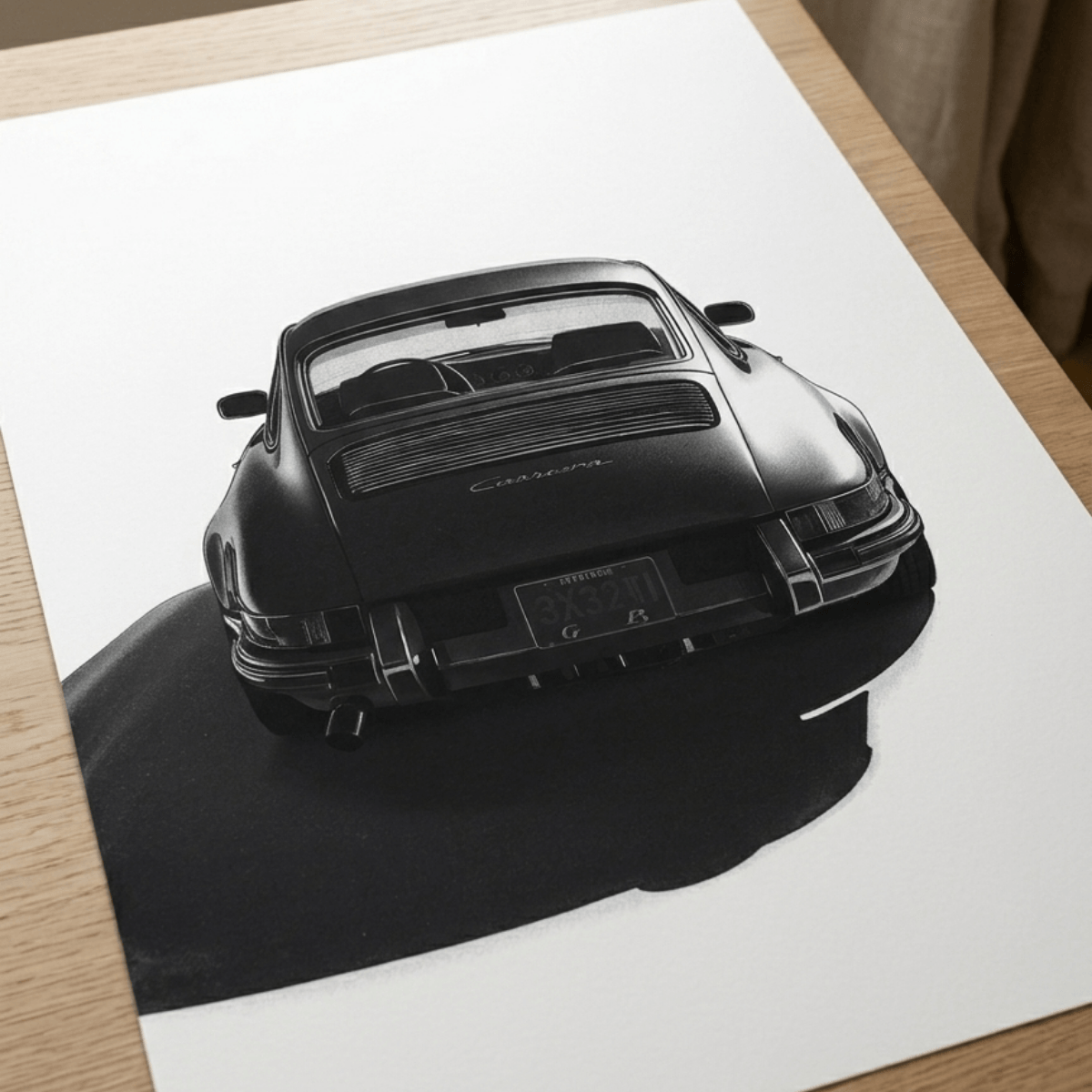 Porsche 911 modèle G vue arrière — tirage d'art — affiche au design minimaliste A4