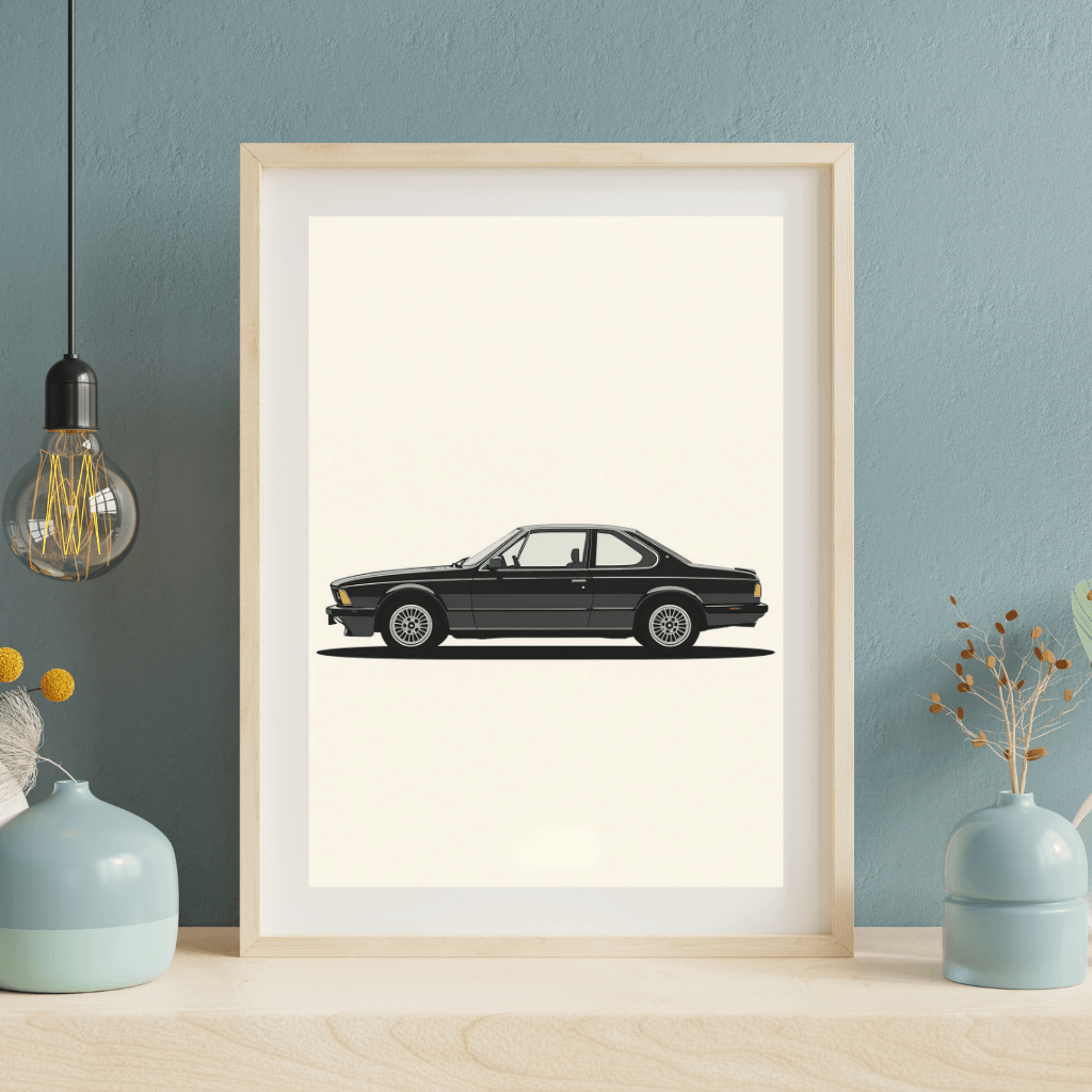 Silhouette BMW Série 6 E24 | Tirage Fine Art minimaliste A4