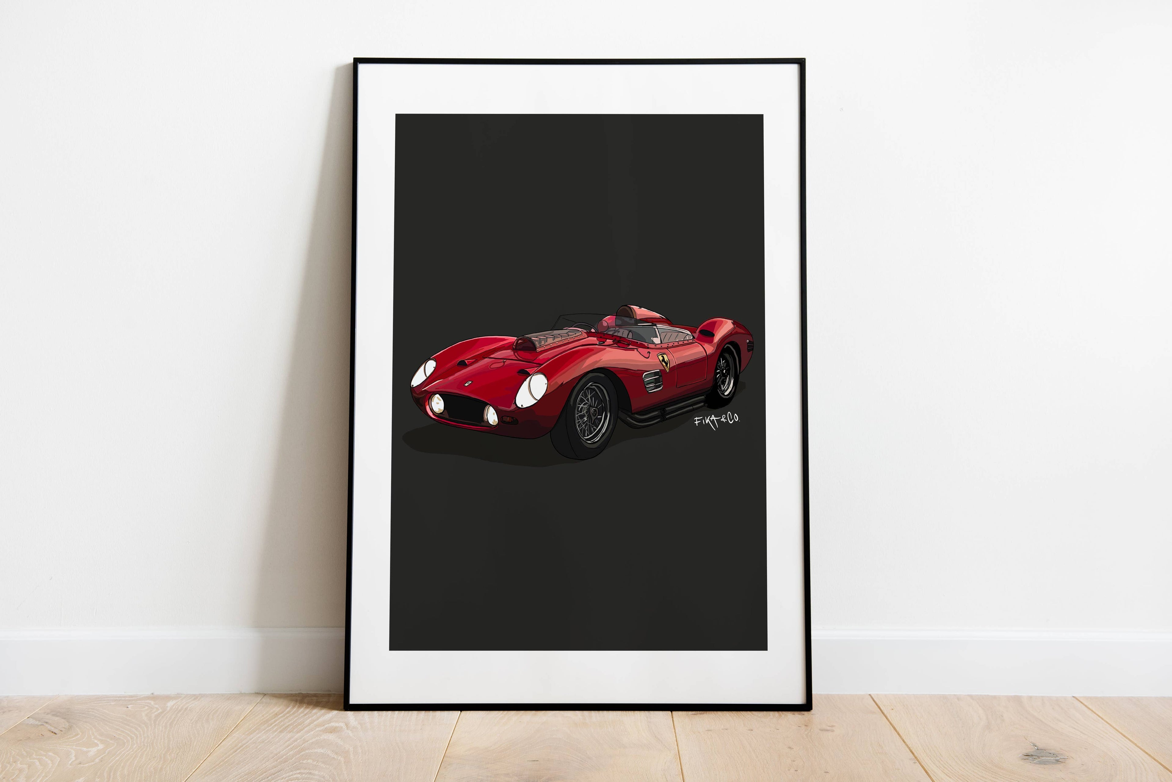 Illustration Ferrari d'Artiste Javier Peña Limitée 50 Ex Numérotée 30X40cm