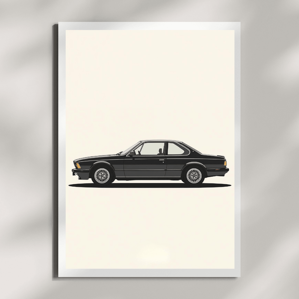 Silhouette BMW Série 6 E24 | Tirage Fine Art minimaliste A4