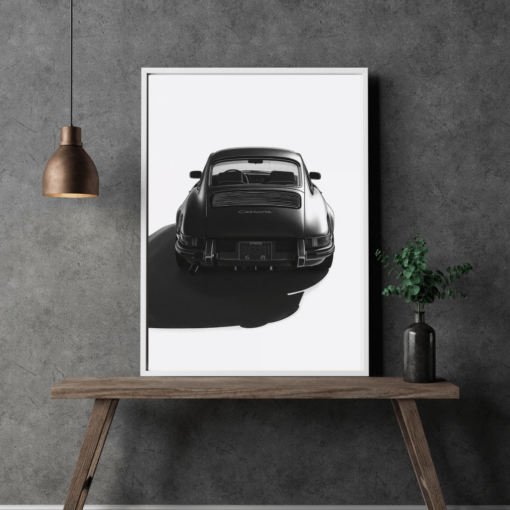 Porsche 911 modèle G vue arrière — tirage d'art — affiche au design minimaliste A4