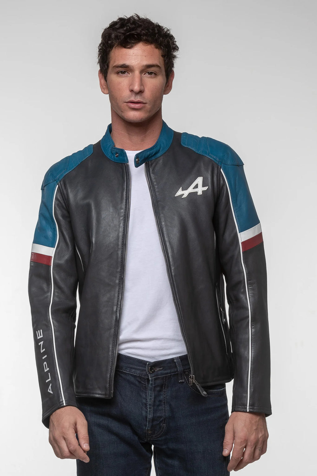 Blouson en cuir Alpine A424 Men bleu marine Homme