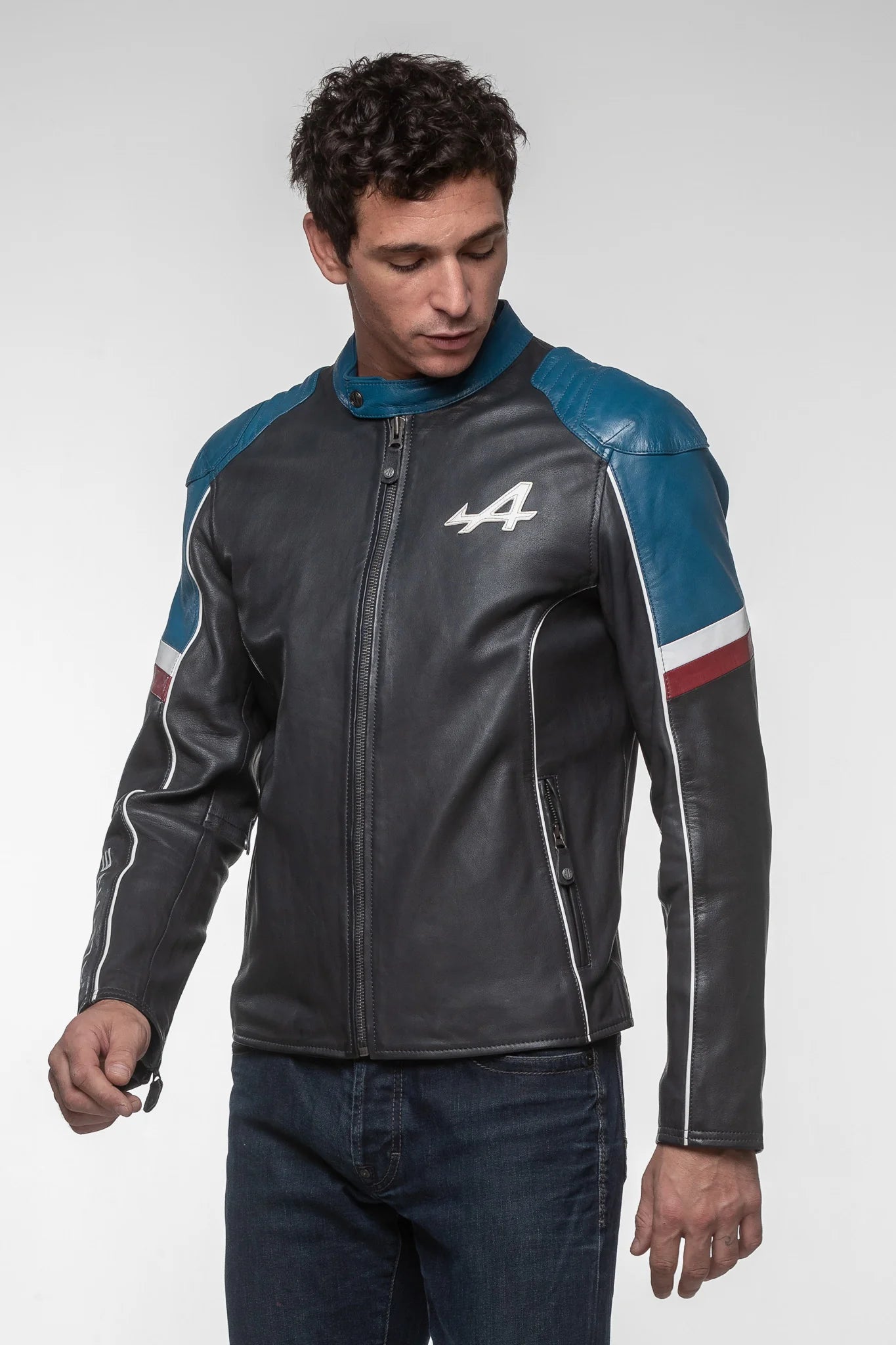 Blouson en cuir Alpine A424 Men bleu marine Homme