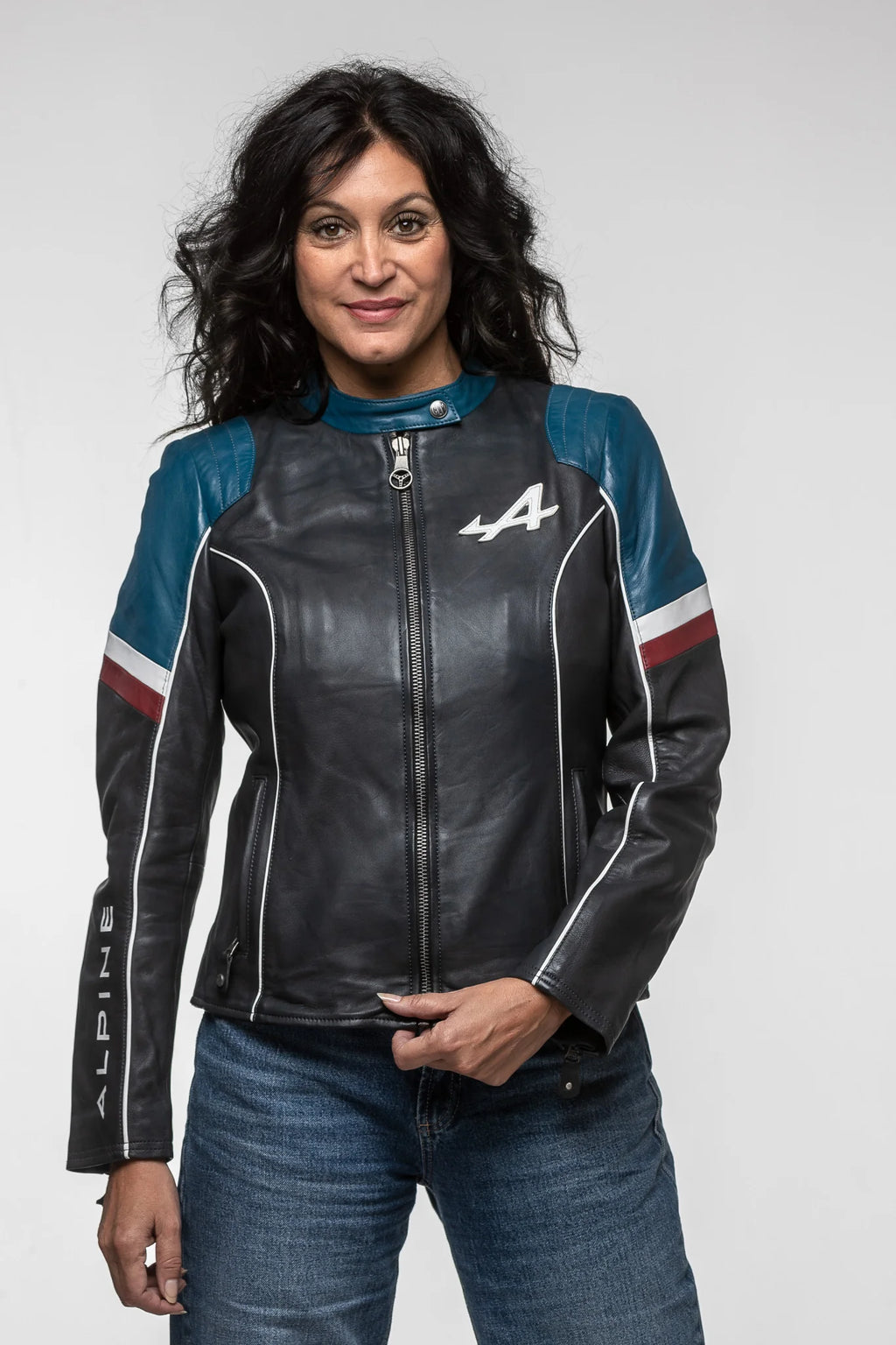 Blouson en cuir Alpine A424 Women bleu marine Femme