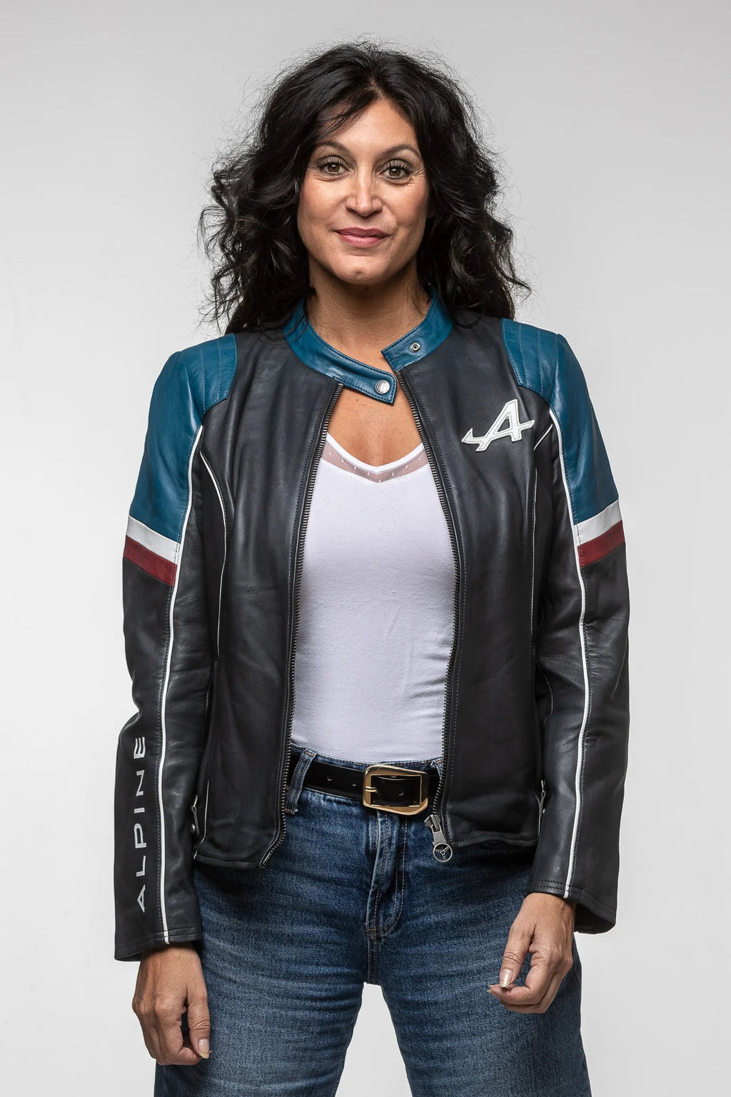 Blouson en cuir Alpine A424 Women bleu marine Femme