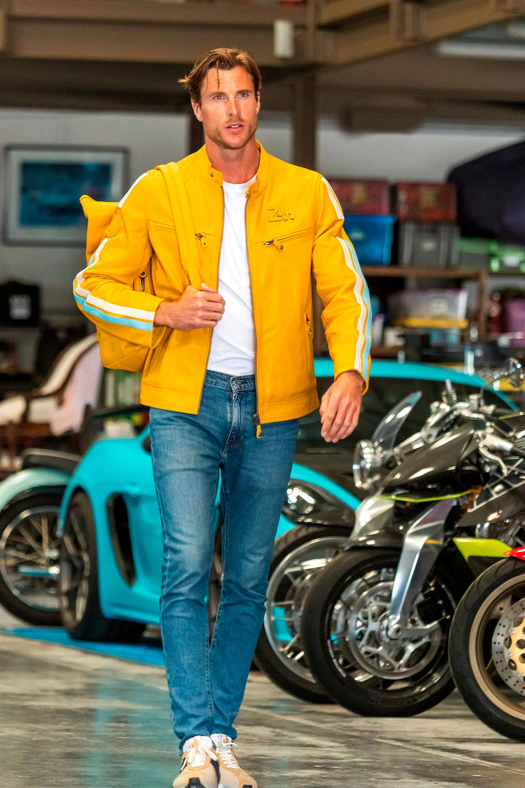 Blouson en cuir 24H Le Mans Hans miel Homme