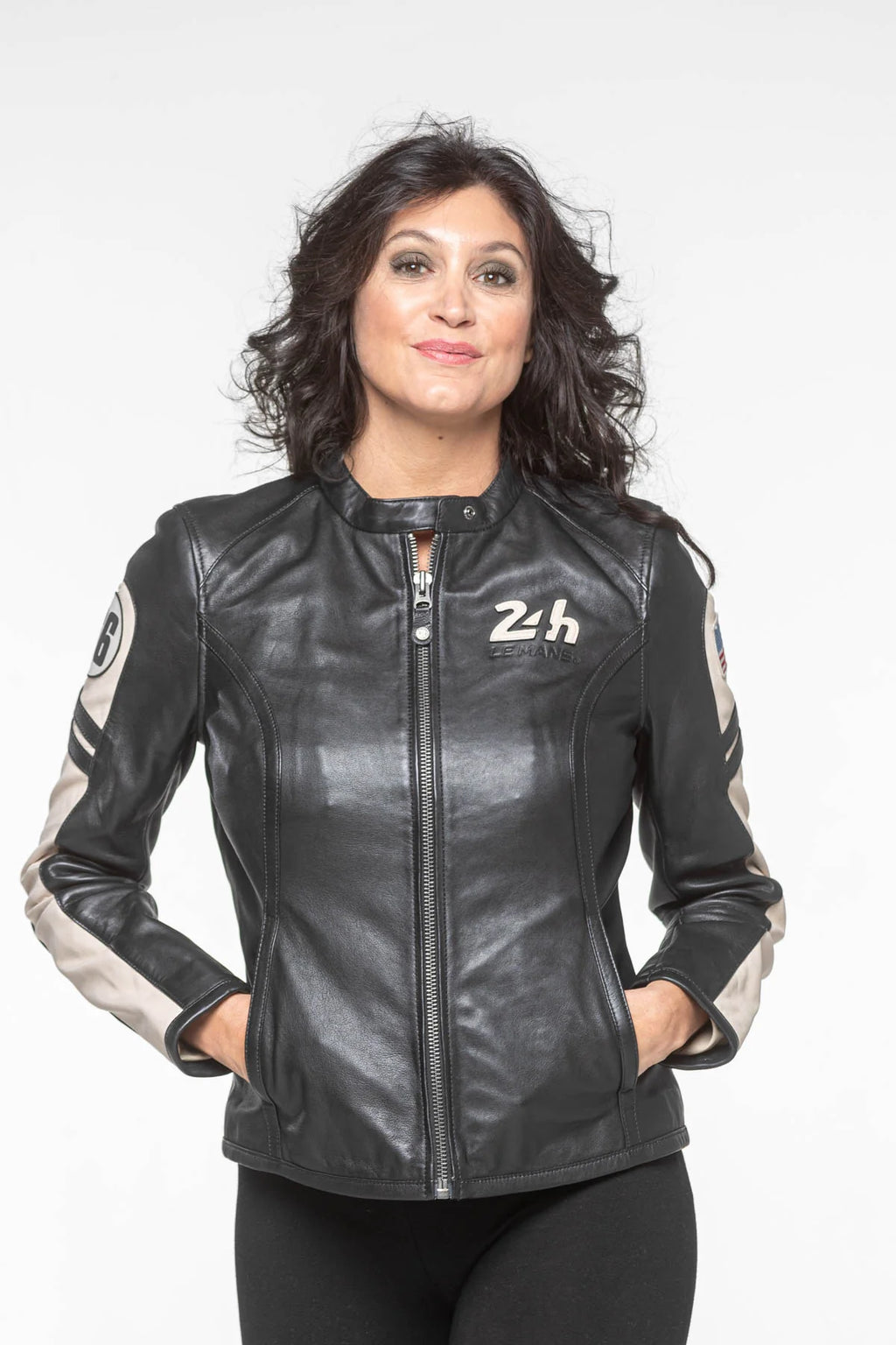 Blouson en cuir 24H Le Mans Adele noir Femme