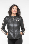 Blouson en cuir 24H Le Mans Adele noir Femme