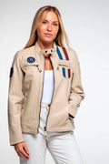 Blouson en cuir Steve McQueen x Le Mans Amber écru Femme