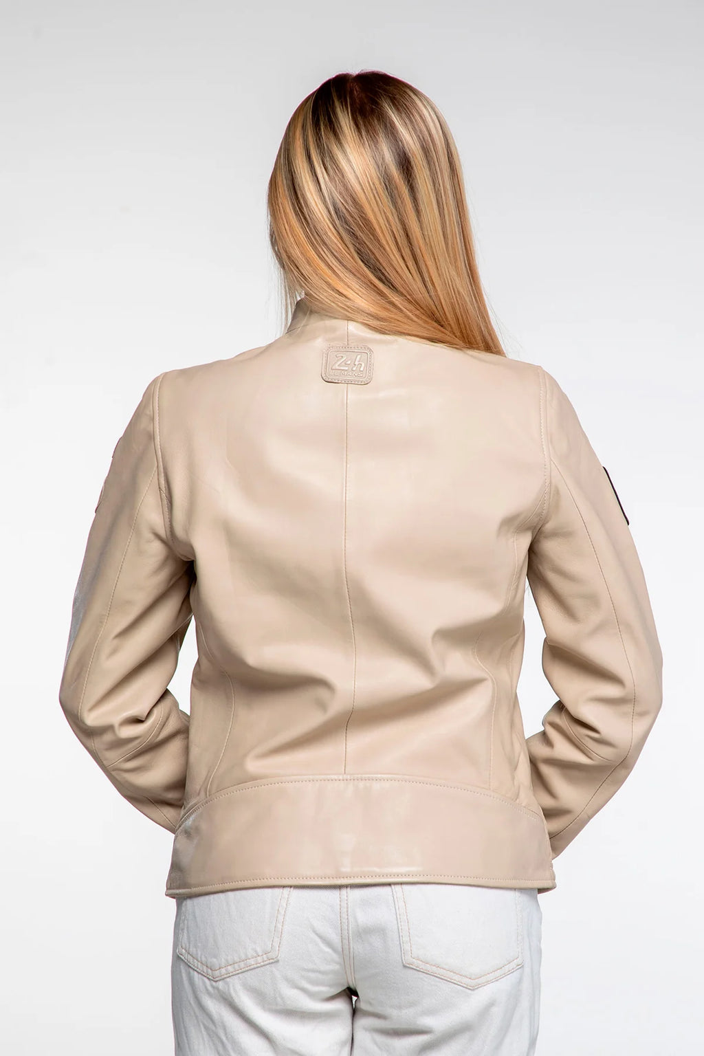 Blouson en cuir Steve McQueen x Le Mans Amber écru Femme
