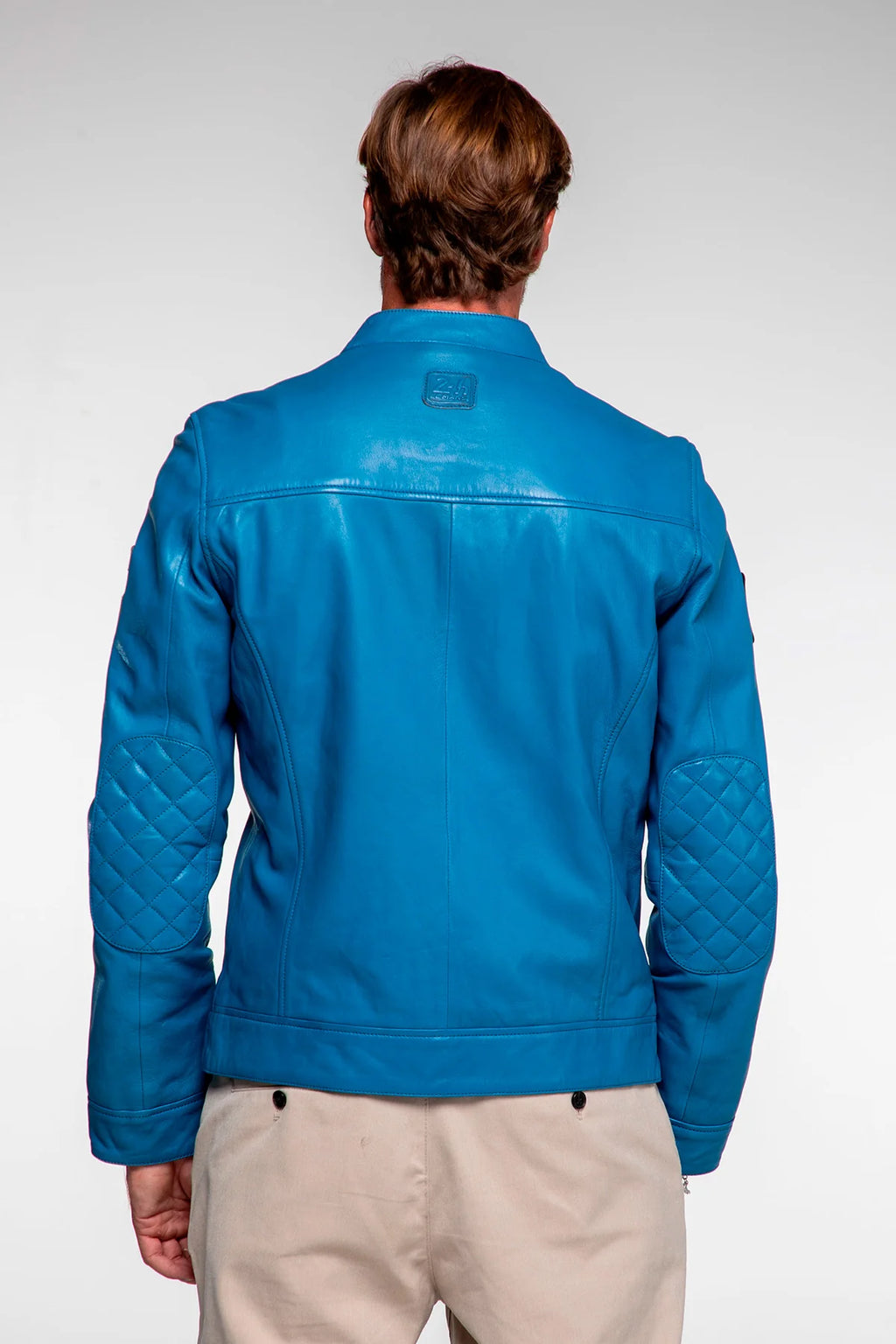 Blouson en cuir Steve McQueen x Le Mans Austin bleu capitaine Homme