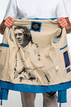 Blouson en cuir Steve McQueen x Le Mans Austin bleu capitaine Homme