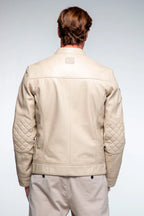 Blouson en cuir Steve McQueen x Le Mans Austin ecru Homme