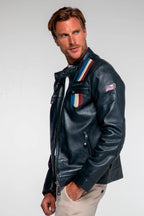 Blouson en cuir Steve McQueen x Le Mans Austin bleu marine Homme