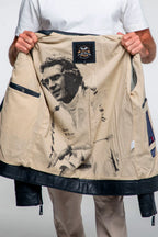 Blouson en cuir Steve McQueen x Le Mans Austin bleu marine Homme