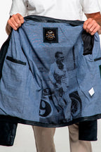 Blouson en cuir Steve McQueen x Le Mans Bullit bleu royal Homme