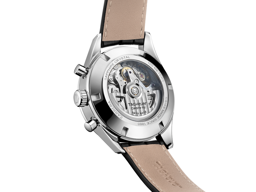 Montre Tag Heuer® Carrera. Calibre 16 Acier Bracelet Aligator Noir