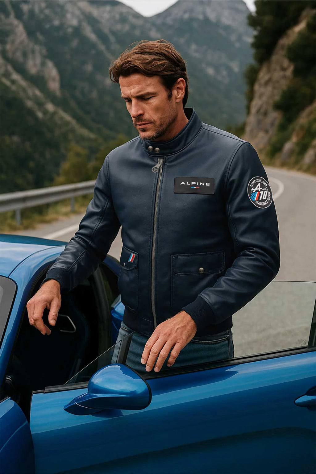 Blouson en cuir Alpine M70 Collector 70 ans bleu royal Homme