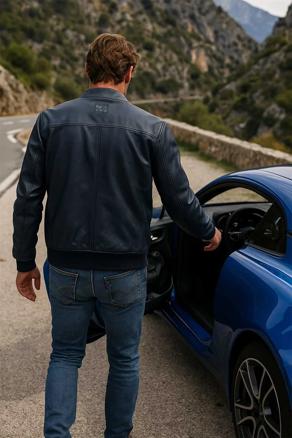 Blouson en cuir Alpine M70 Collector 70 ans bleu royal Homme