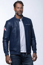Blouson en cuir Alpine Jean bleu marine Homme